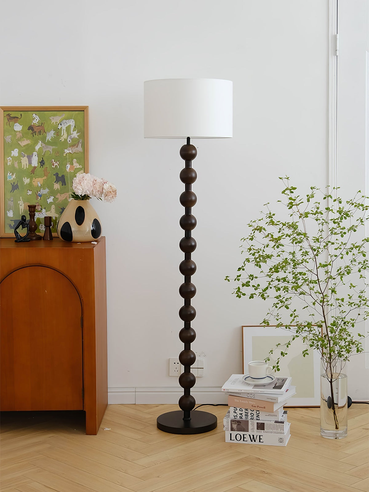 Paston lampa stojąca ze szkła i płótna