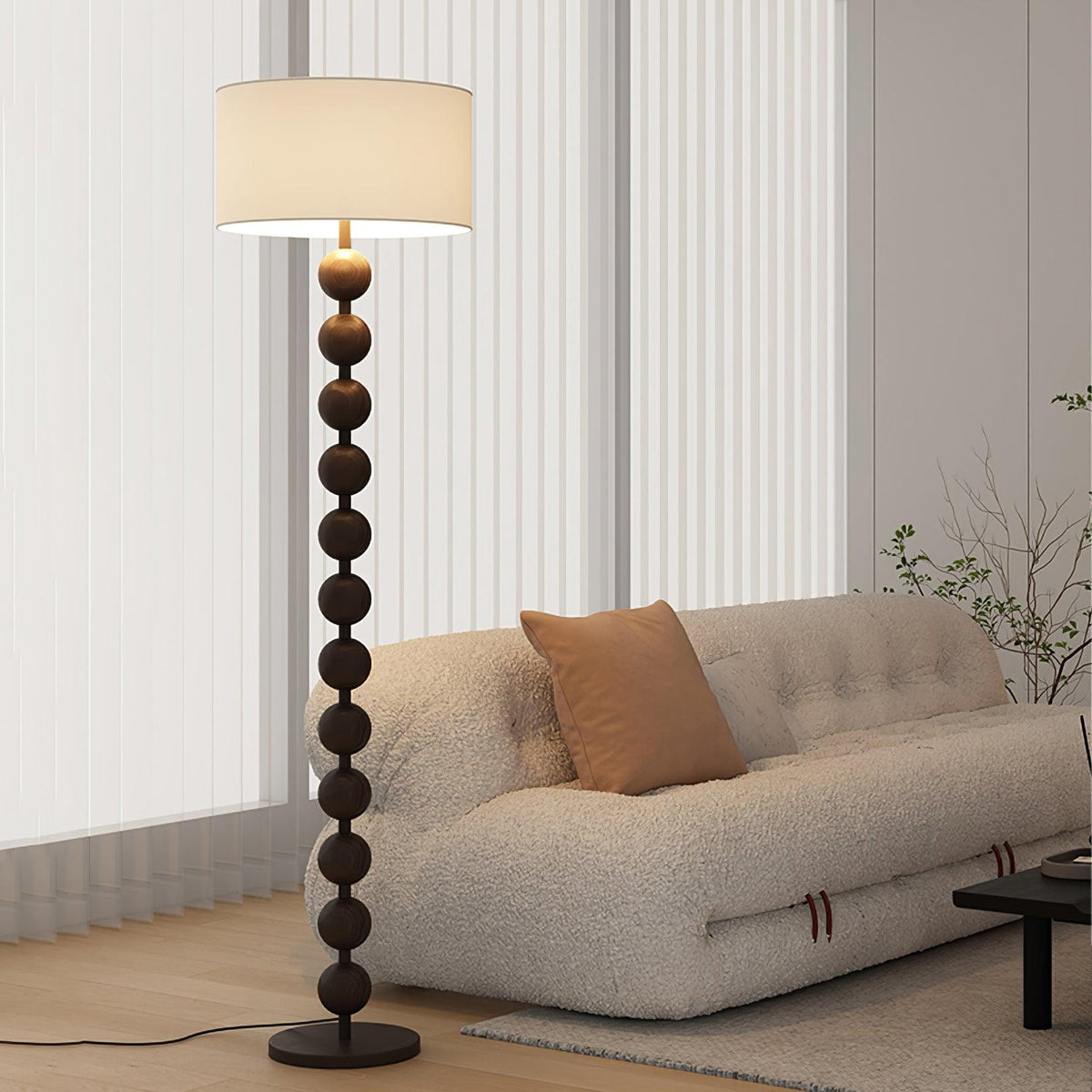 Paston lampa stojąca ze szkła i płótna