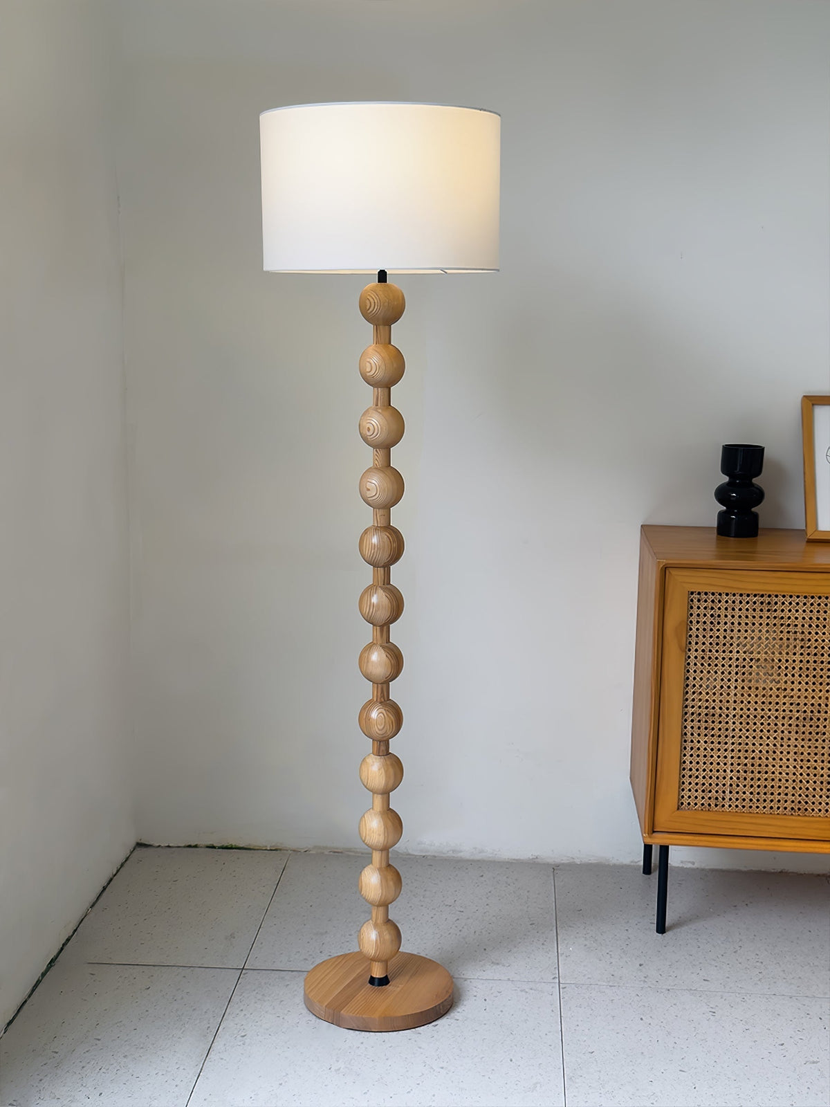 Paston lampa stojąca ze szkła i płótna