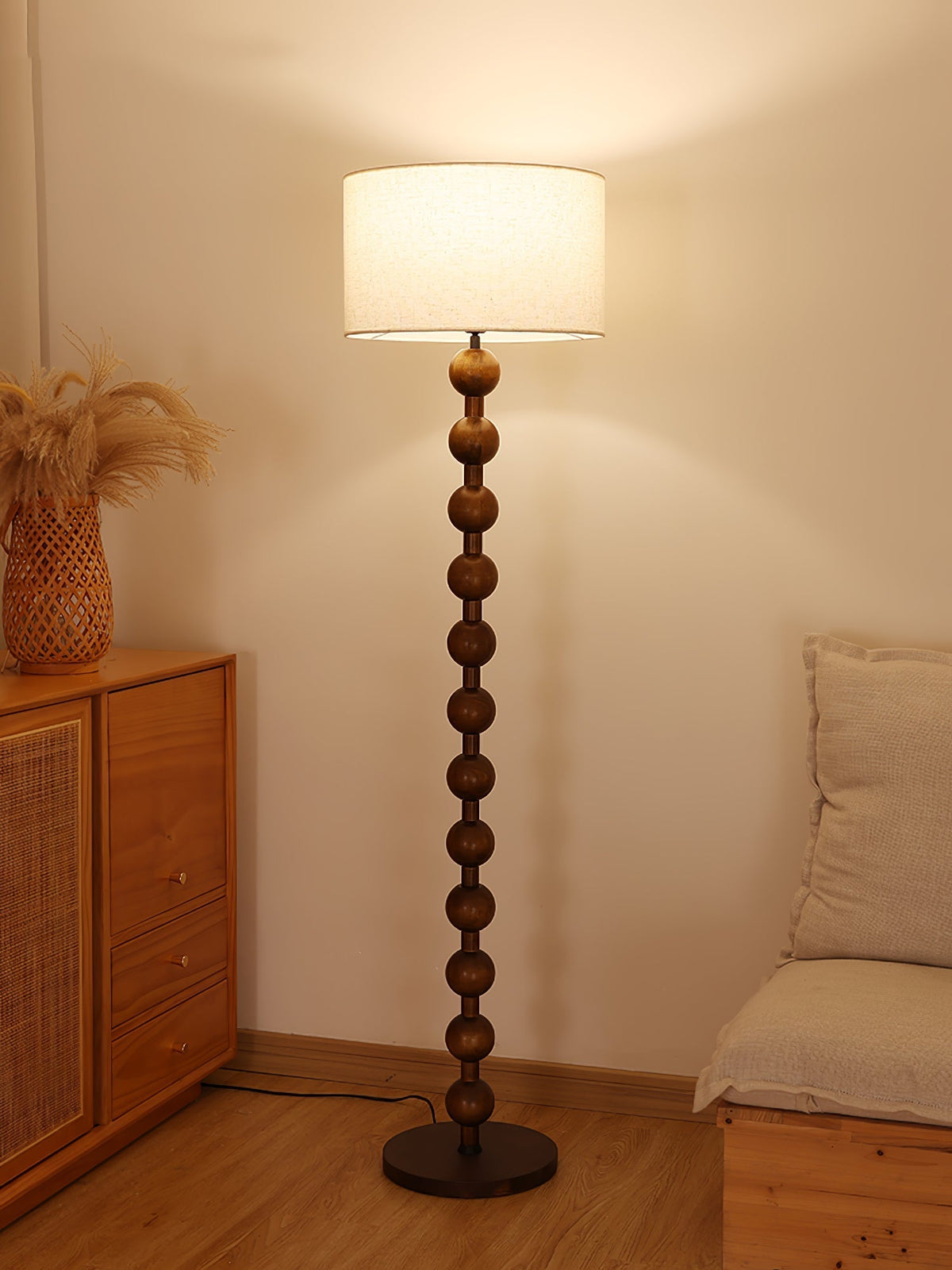 Paston lampa stojąca ze szkła i płótna