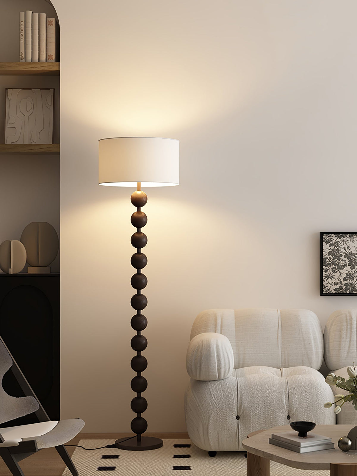 Paston lampa stojąca ze szkła i płótna