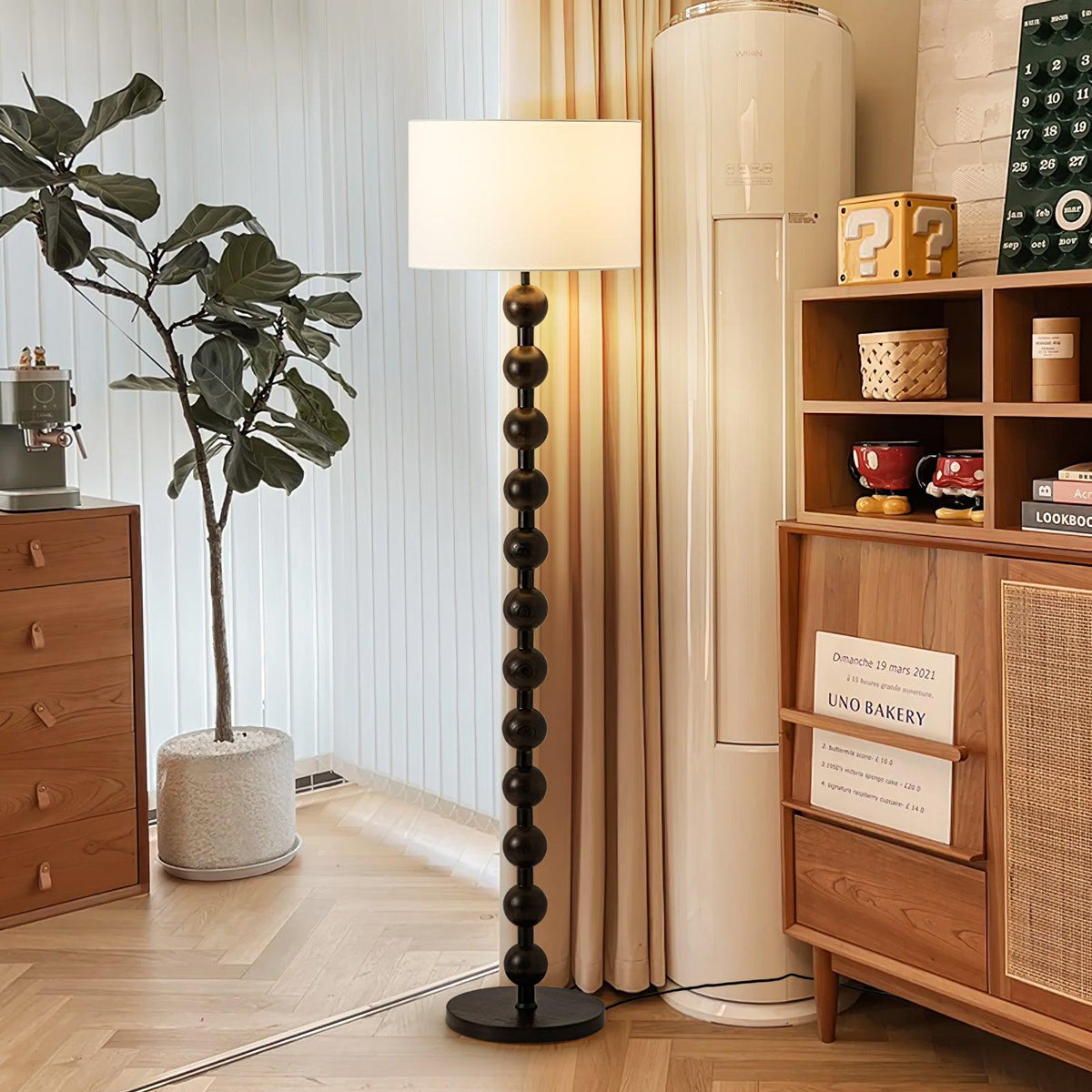 Paston lampa stojąca ze szkła i płótna