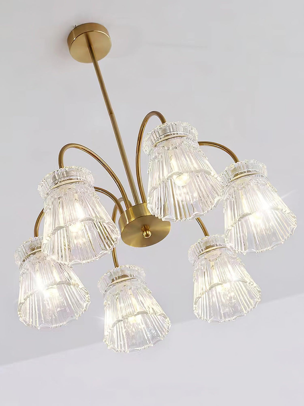 Rostor żyrandol kryształowy ze szkła złoto midcentury