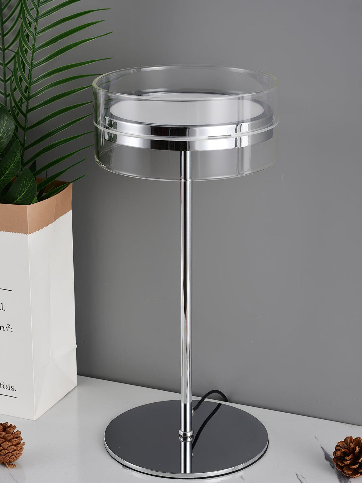Lioreette lampa stołowa ze szkła i chromu