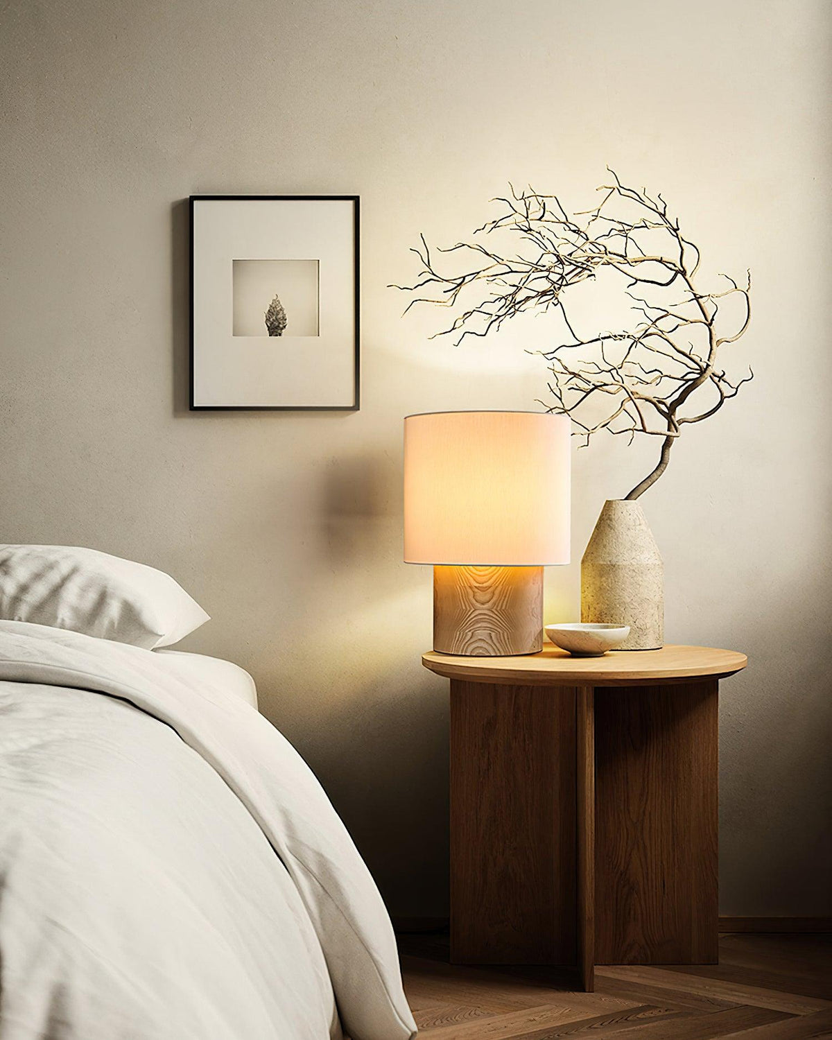Alvira minimalistyczna lampa stołowa z drewna