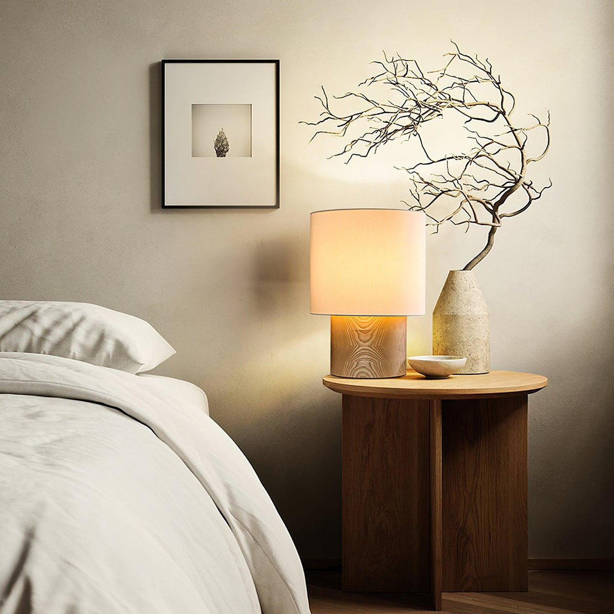 Alvira minimalistyczna lampa stołowa z drewna