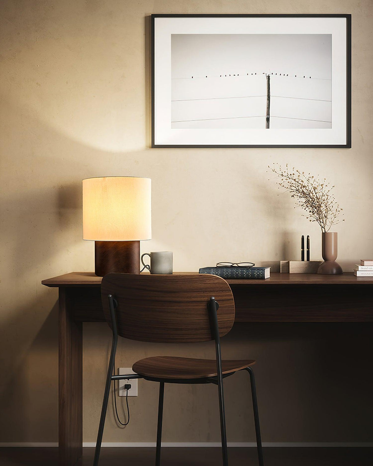Alvira minimalistyczna lampa stołowa z drewna