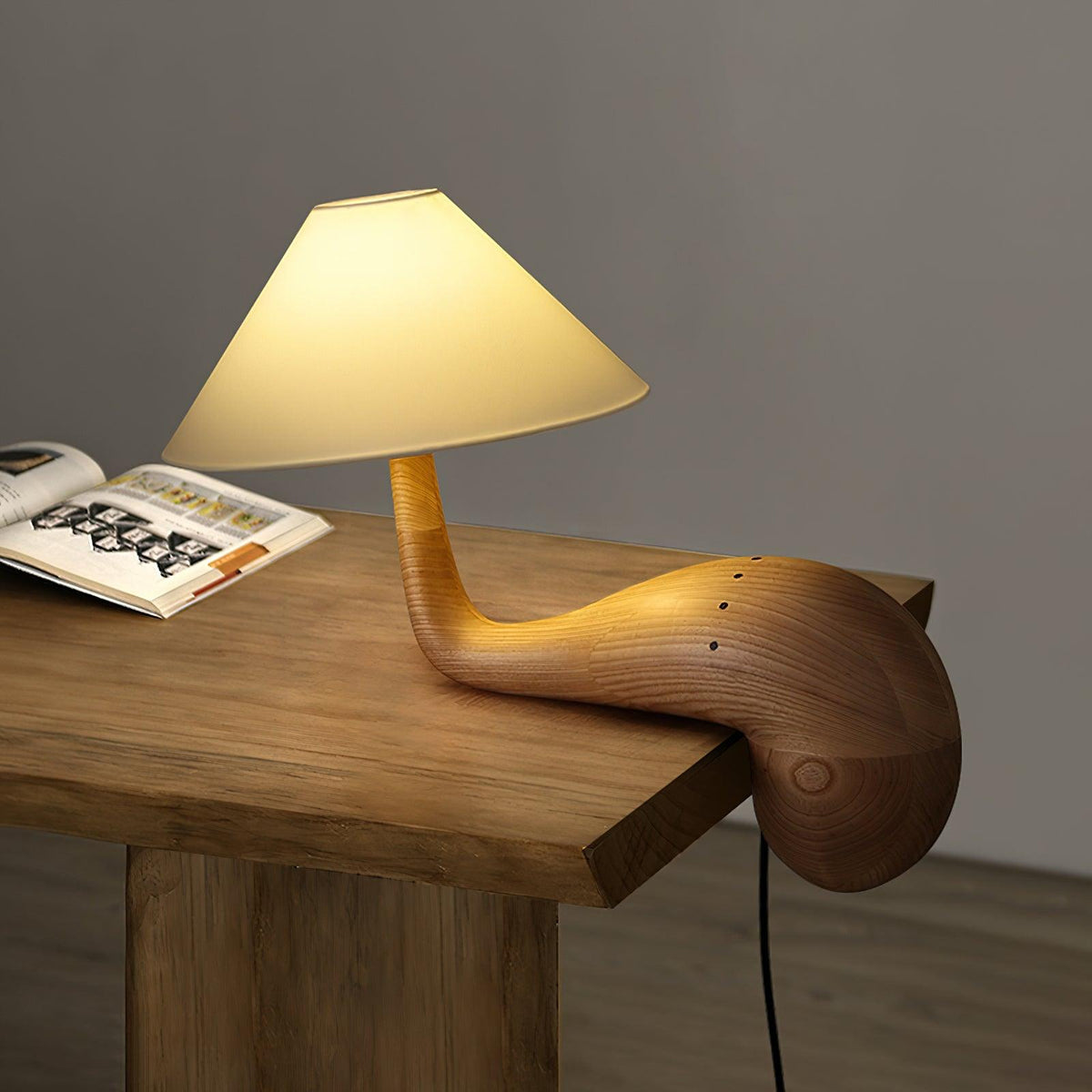 Lampa stołowa Solisise artystyczna z drewna