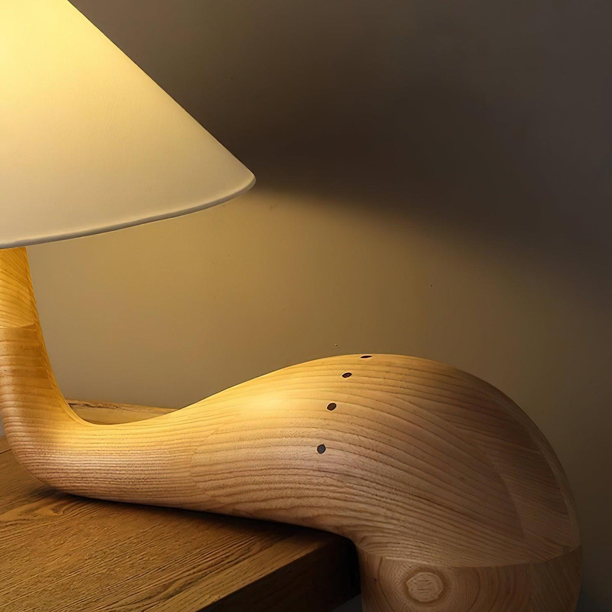 Lampa stołowa Solisise artystyczna z drewna