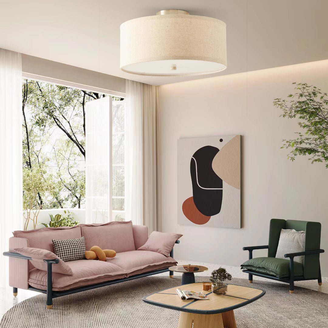 Qilvo lampa sufitowa z abażurem z płótna, minimalistyczna i elegancka