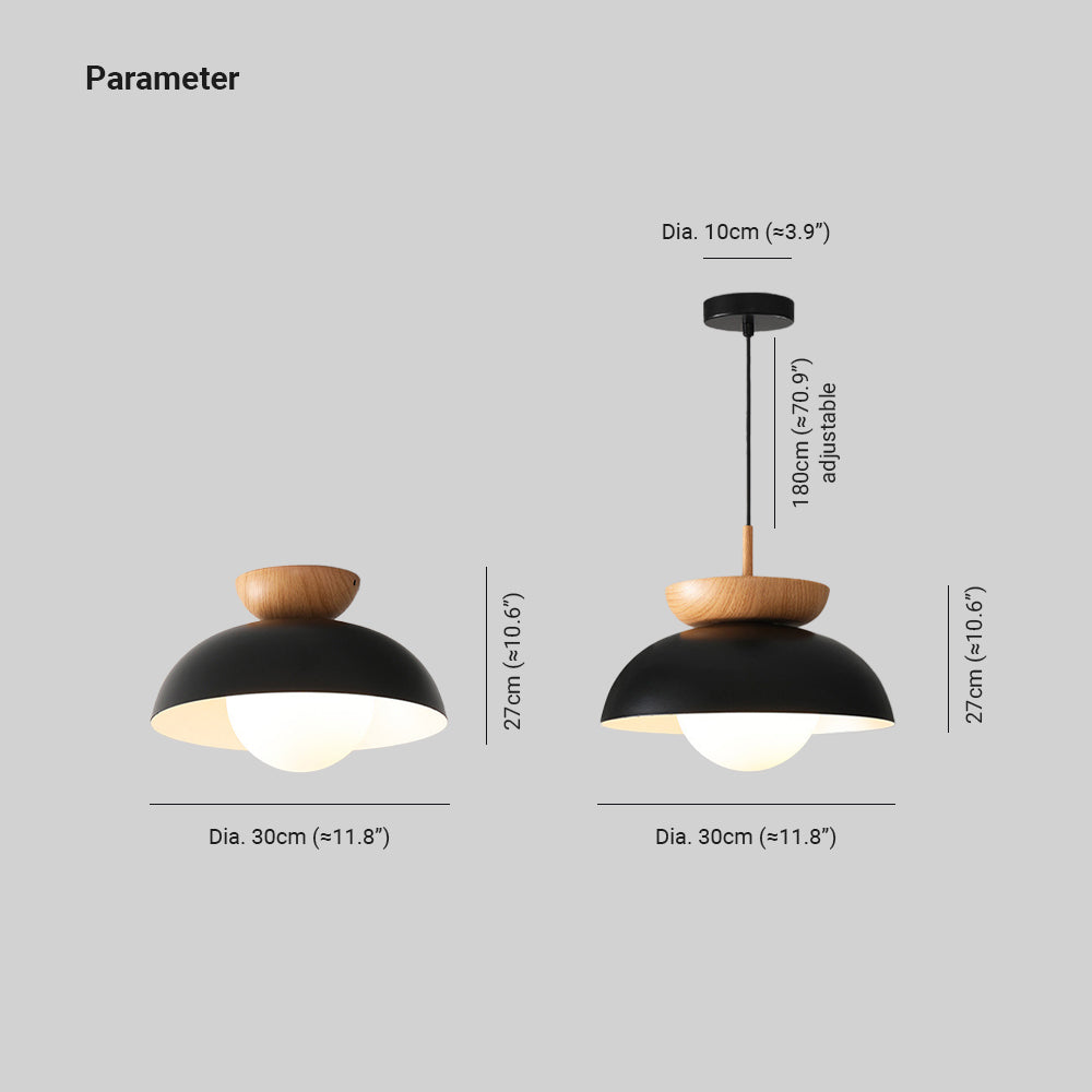 Muto lampa wisząca nordycka drewno/metal czarna kuchnia balkon