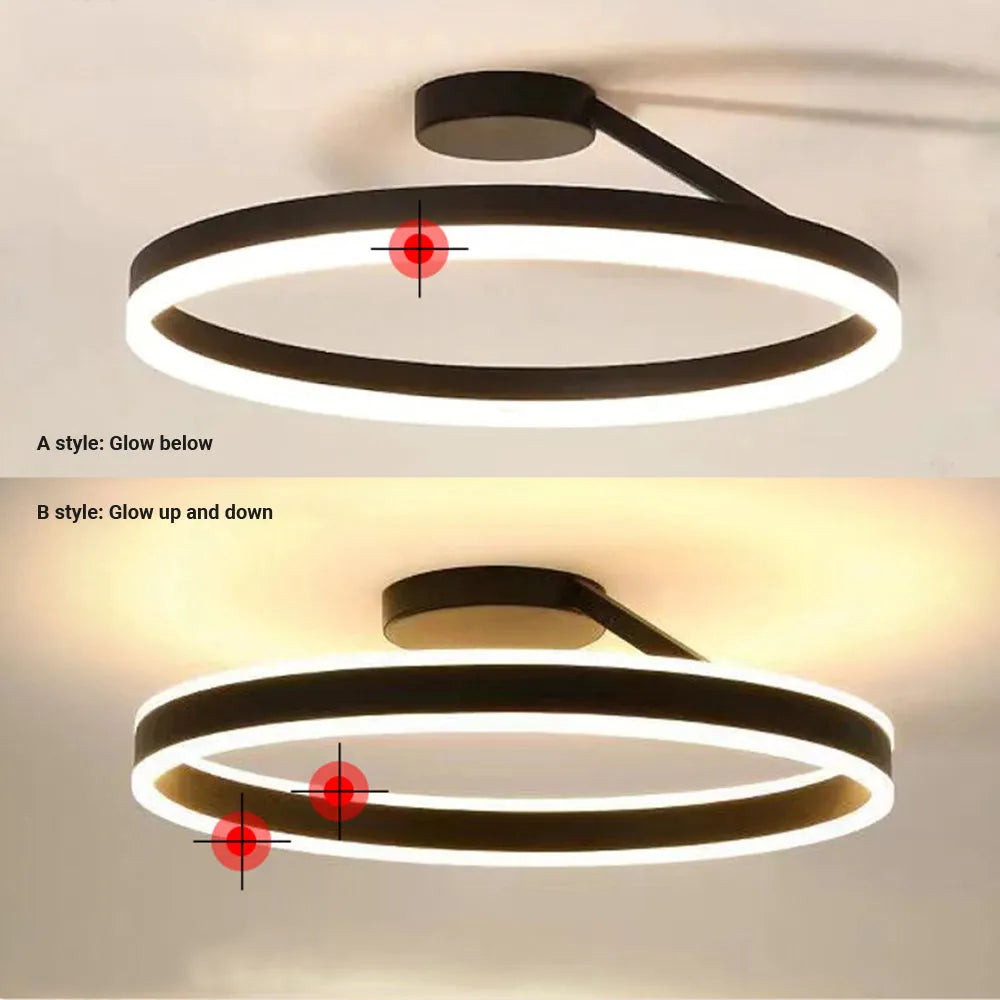 Solen nowoczesna lampa sufitowa montowana bezpośrednio w kształcie koła, czarna i biała