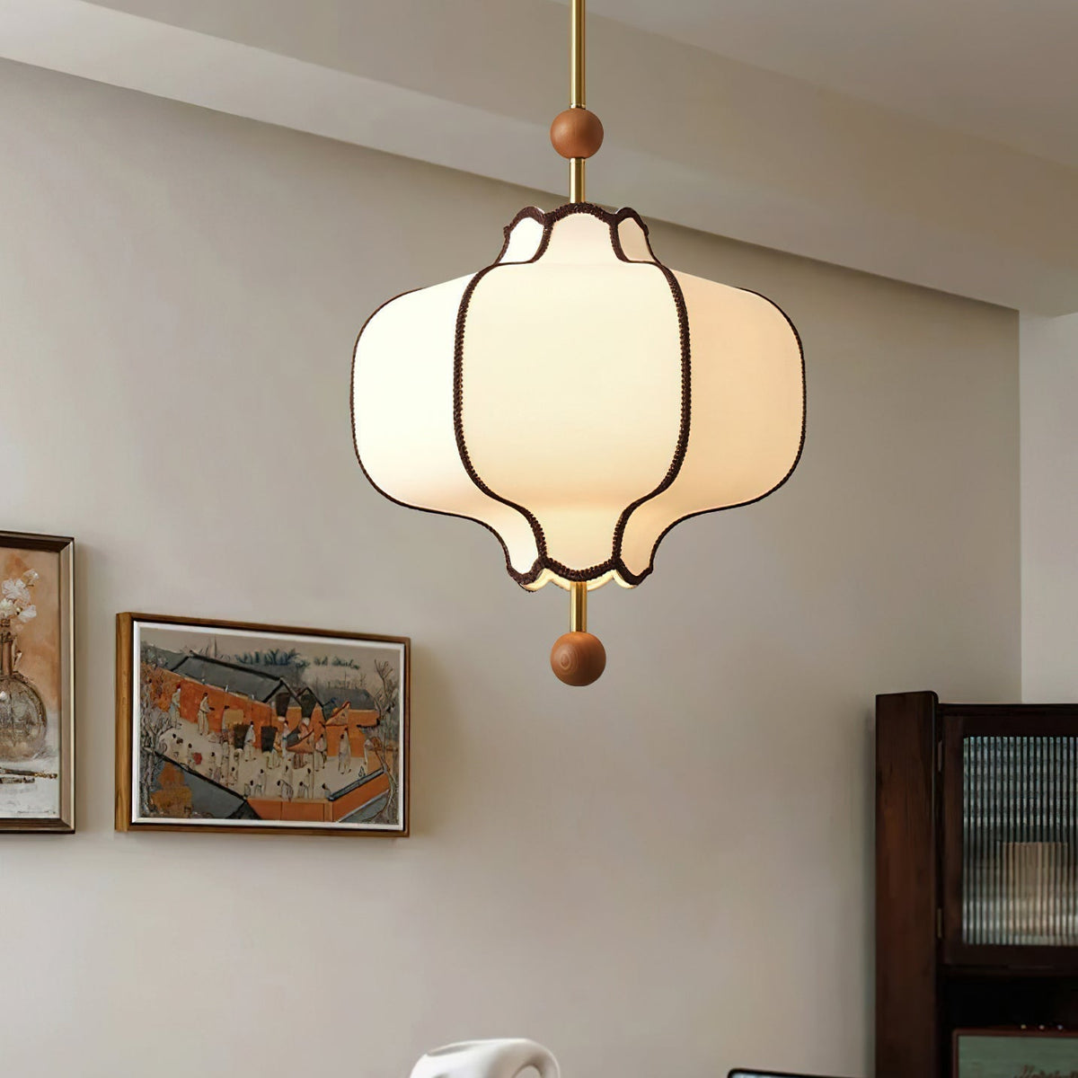 Aura lampa wisząca w stylu latarni z tkaniny