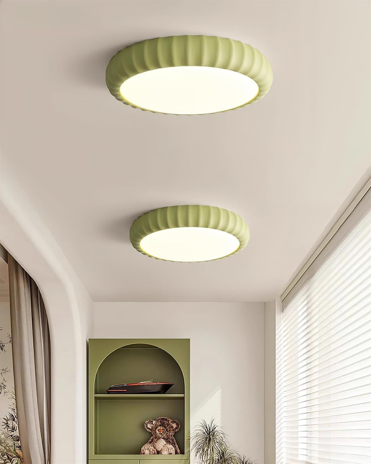 Cielum nowoczesna lampa sufitowa ze sztucznych tworzyw w stylu minimalistycznym z miękkim zielonym wykończeniem