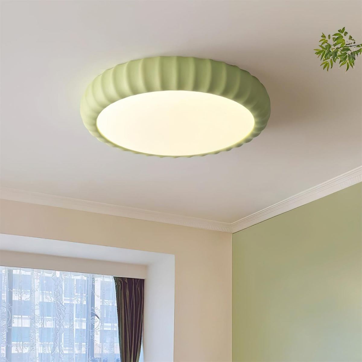 Cielum nowoczesna lampa sufitowa ze sztucznych tworzyw w stylu minimalistycznym z miękkim zielonym wykończeniem