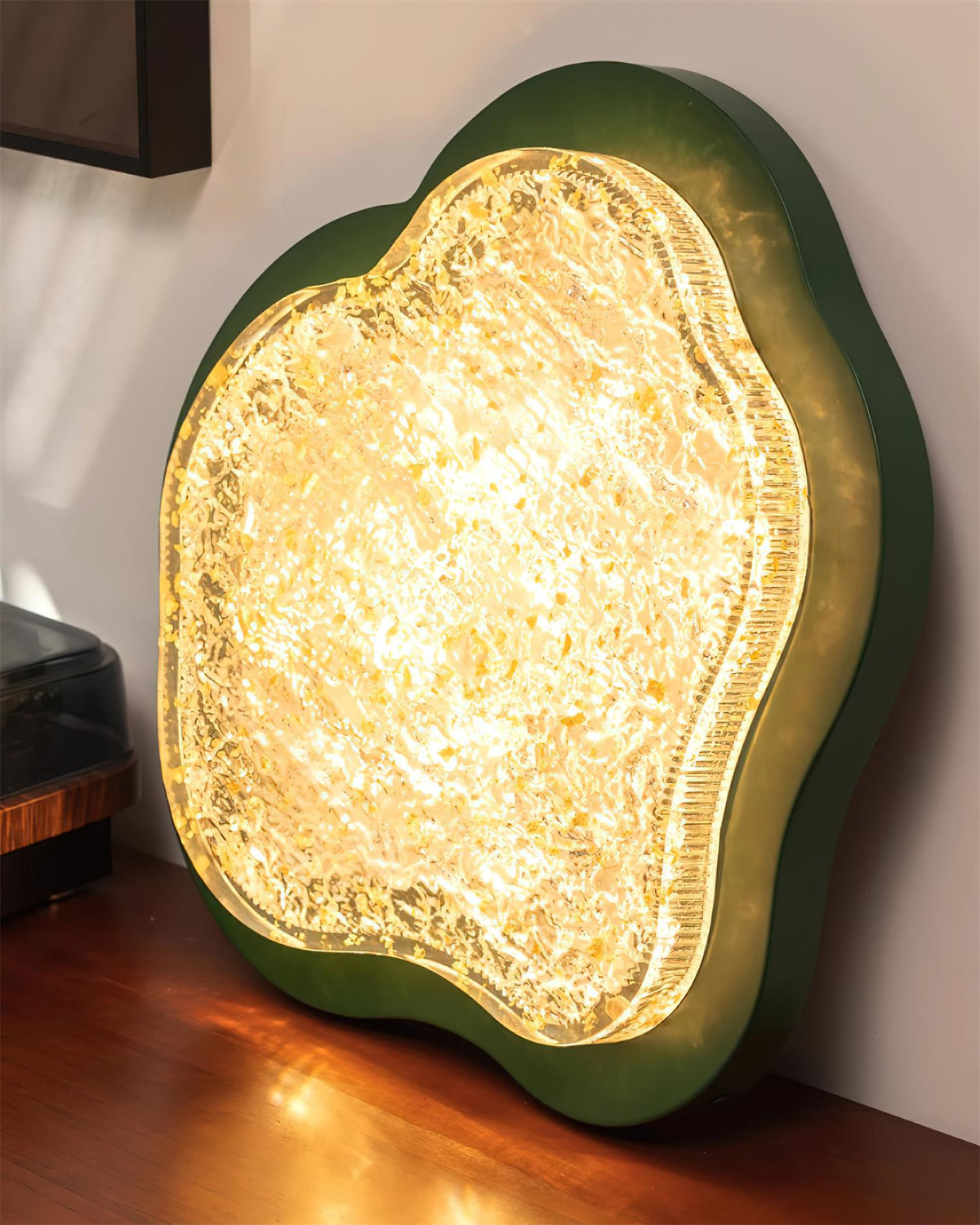 Lampa sufitowa Cielum nieregularny kształt żywica złote liście nowoczesne artystyczne zielony