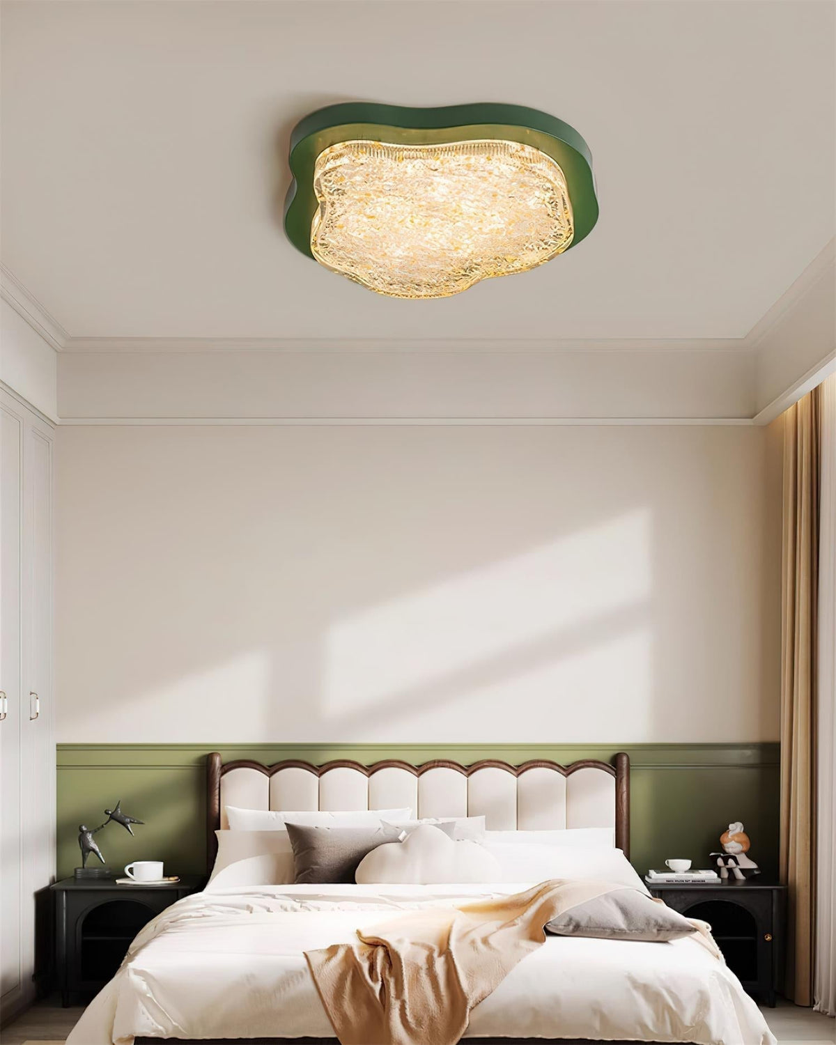 Lampa sufitowa Cielum nieregularny kształt żywica złote liście nowoczesne artystyczne zielony