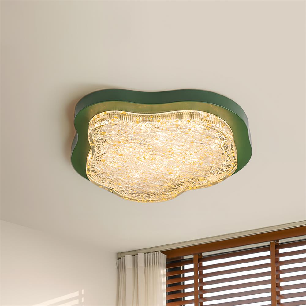 Lampa sufitowa Cielum nieregularny kształt żywica złote liście nowoczesne artystyczne zielony