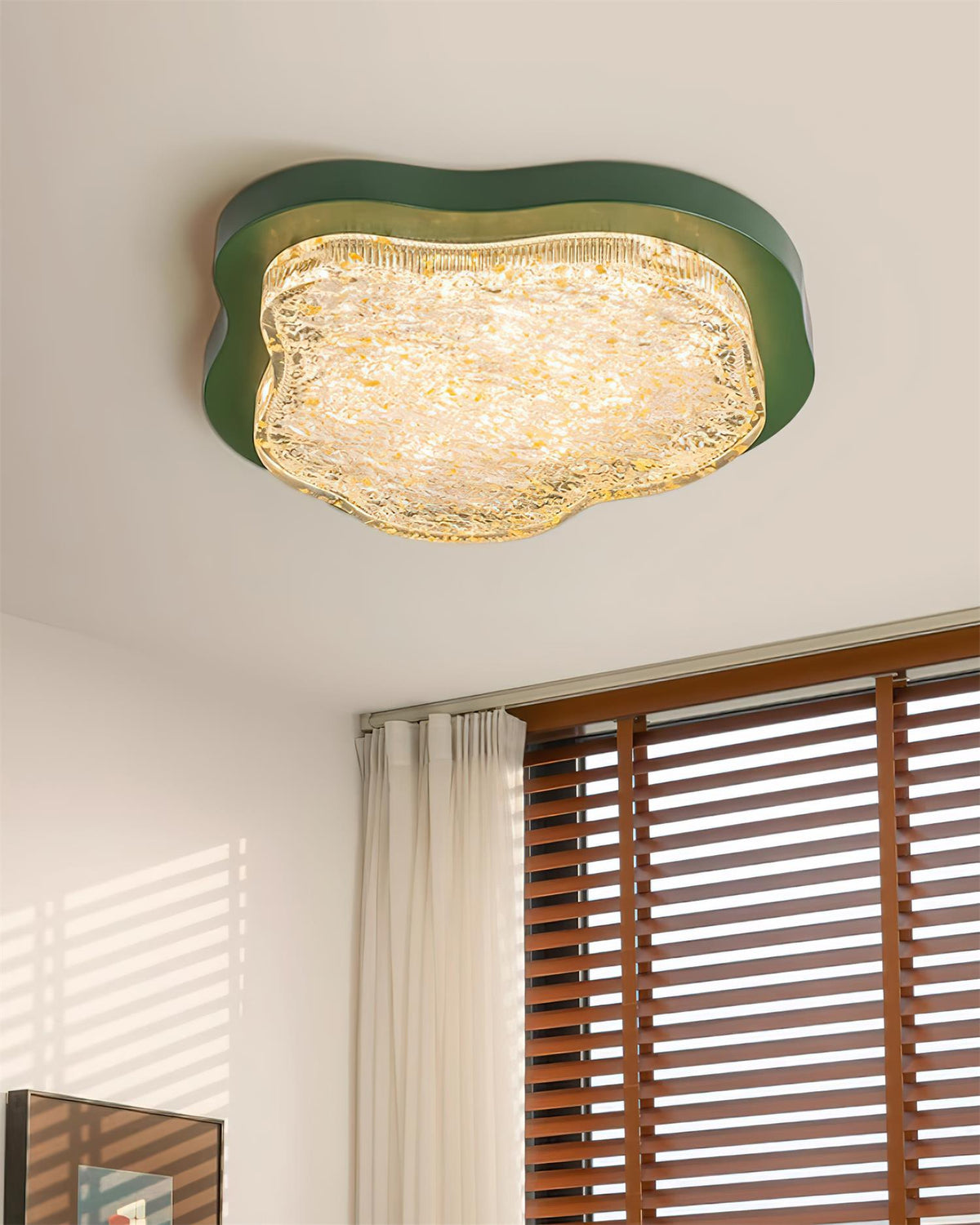 Lampa sufitowa Cielum nieregularny kształt żywica złote liście nowoczesne artystyczne zielony