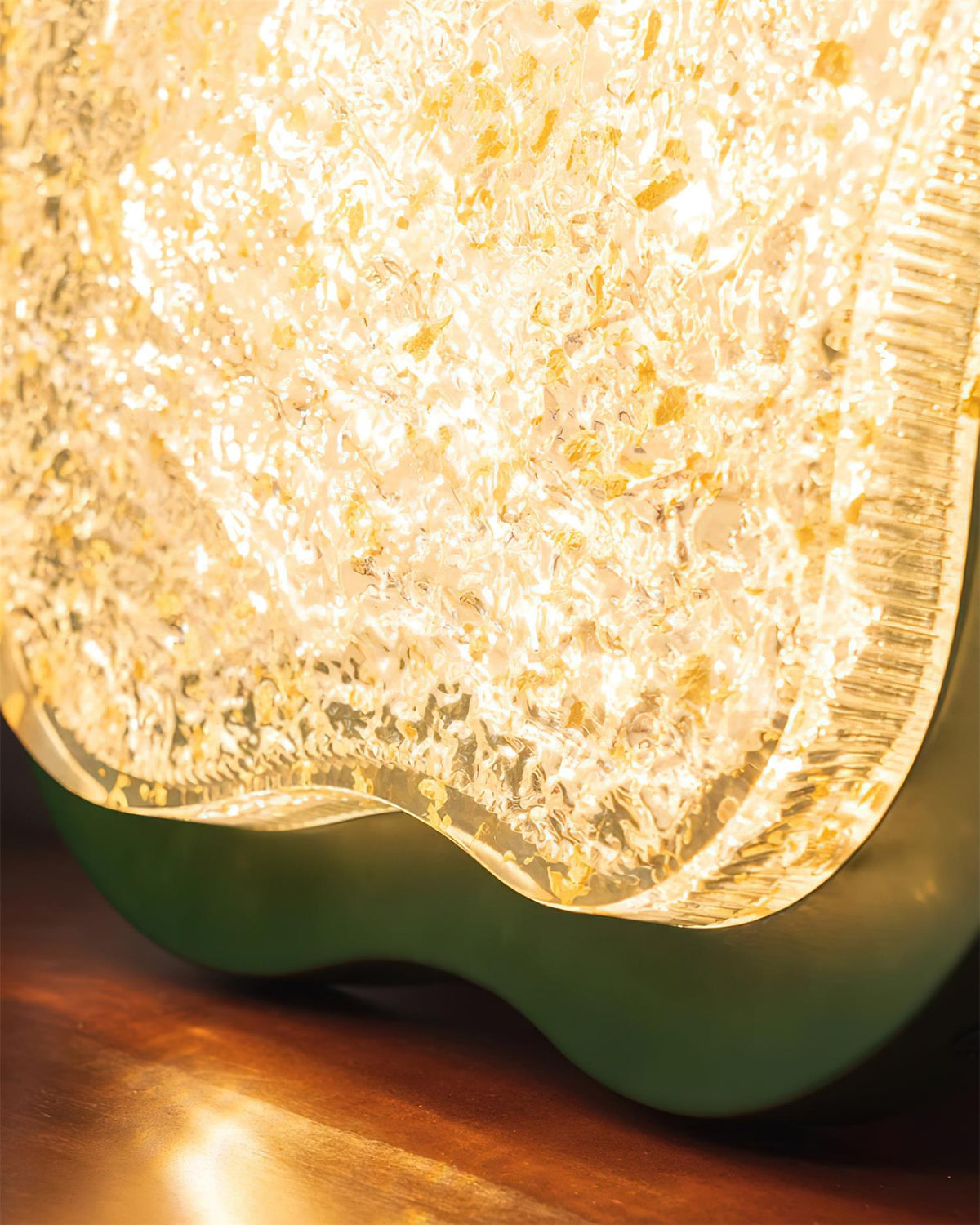 Lampa sufitowa Cielum nieregularny kształt żywica złote liście nowoczesne artystyczne zielony