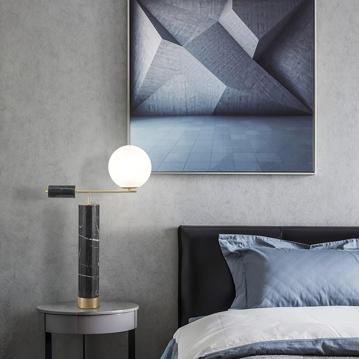 Vathayre minimalistyczna lampa stołowa z marmuru