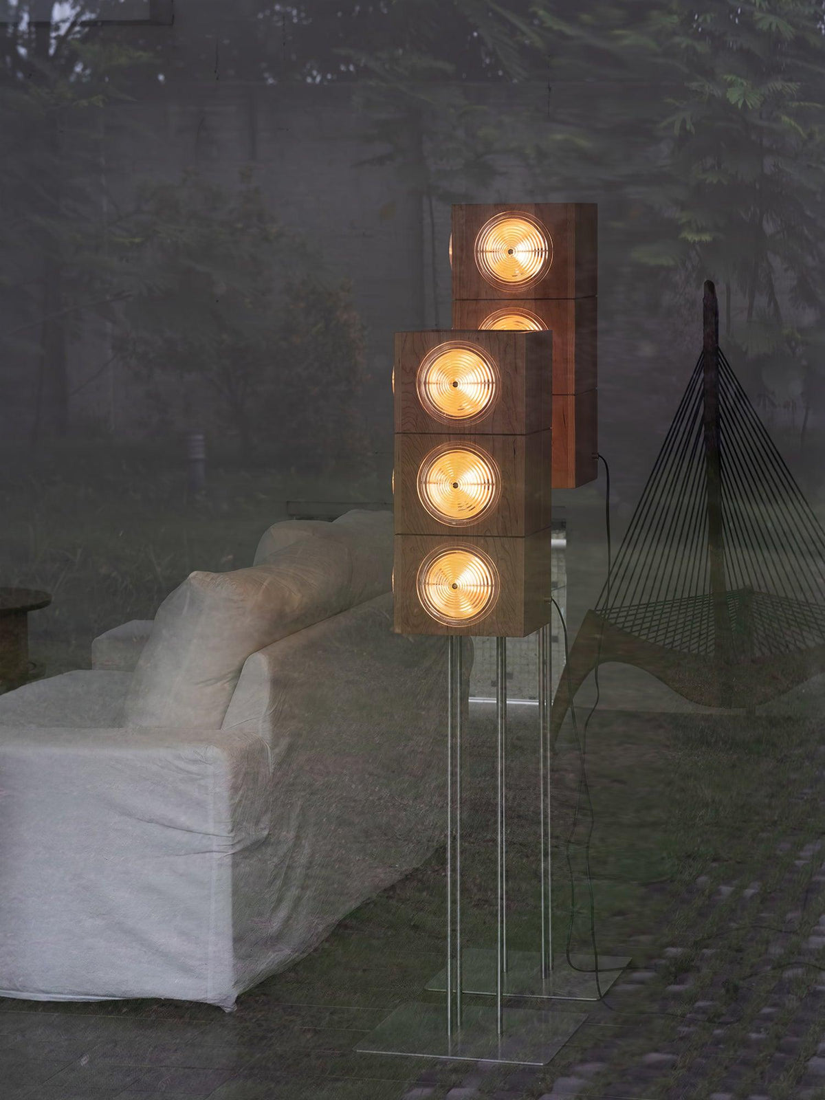 Avraearae Modułowa lampa stojąca z drewna
