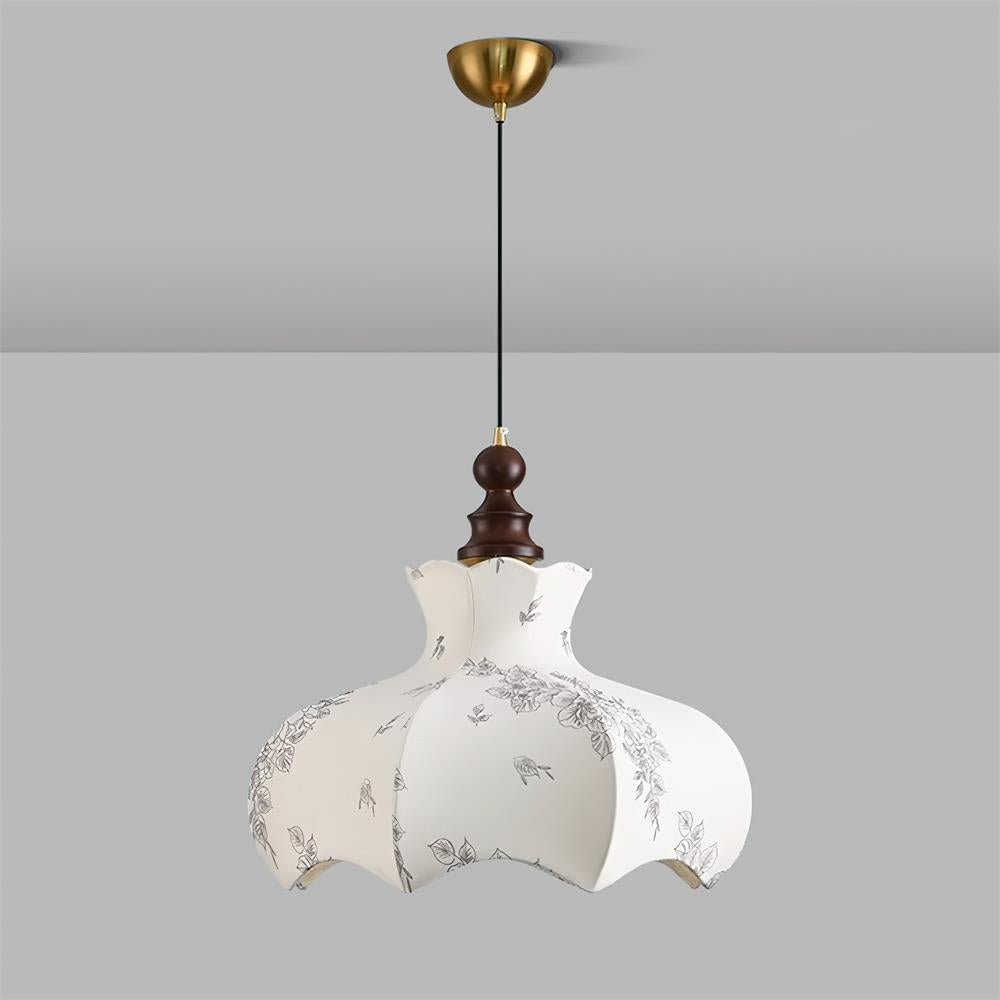 Lampa wisząca z płótna w stylu vintage z motywem kwiatowym