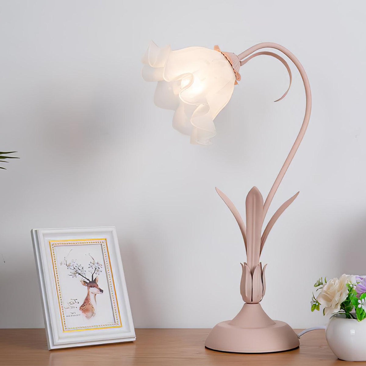 Zorien lampa stołowa z akrylowym wzorem kwiatowym
