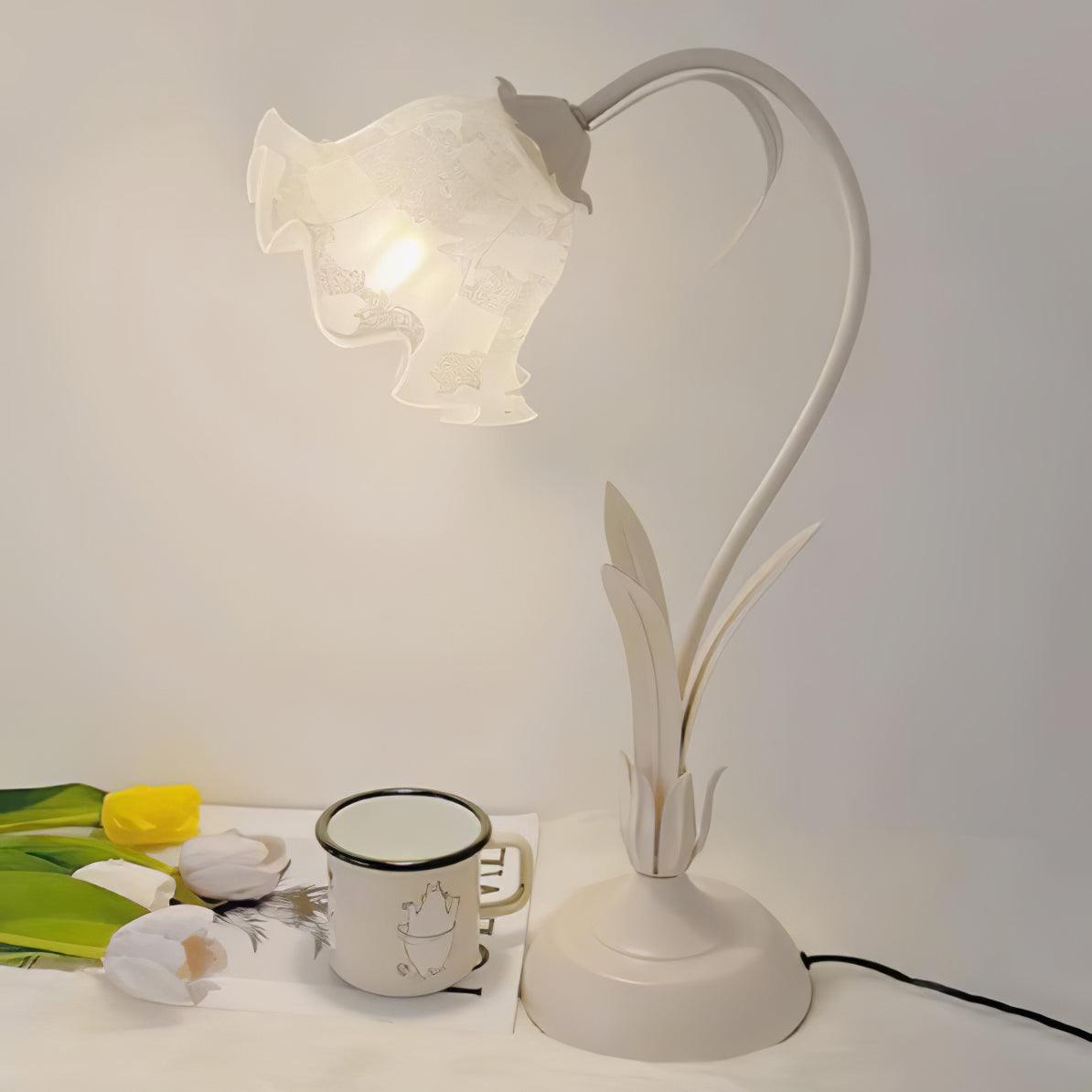 Zorien lampa stołowa z akrylowym wzorem kwiatowym