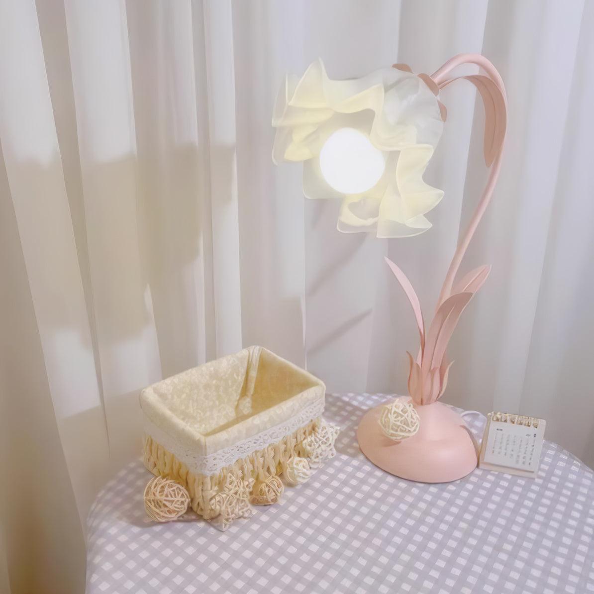 Zorien lampa stołowa z akrylowym wzorem kwiatowym