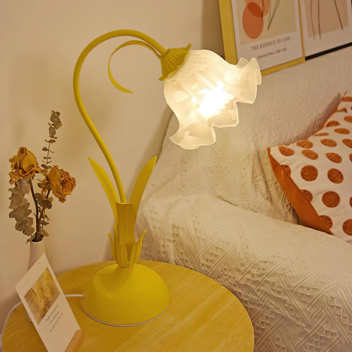 Zorien lampa stołowa z akrylowym wzorem kwiatowym