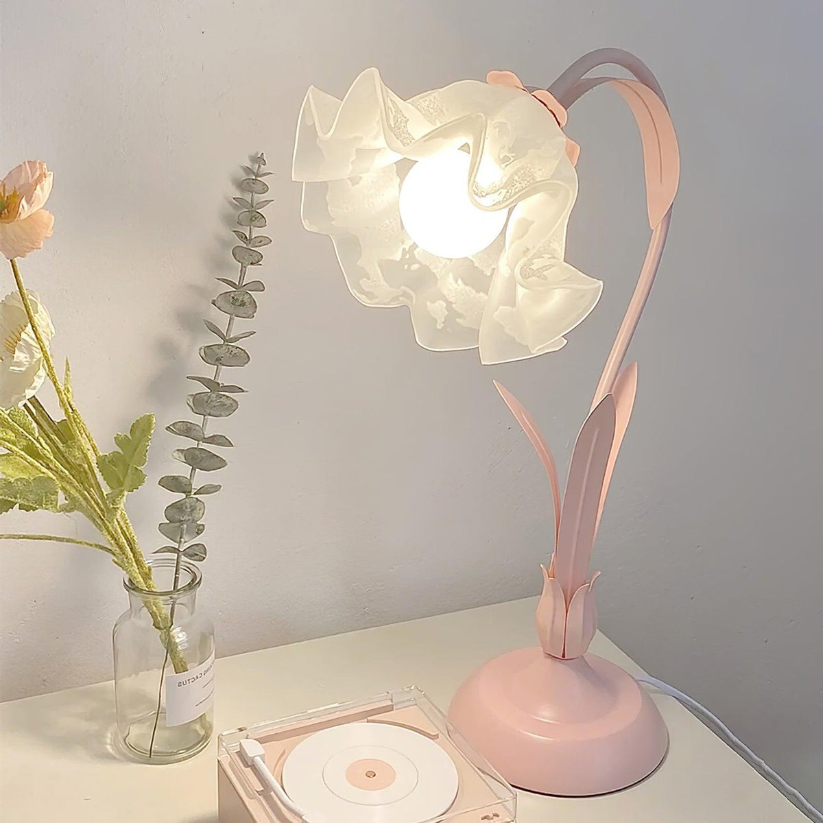Zorien lampa stołowa z akrylowym wzorem kwiatowym