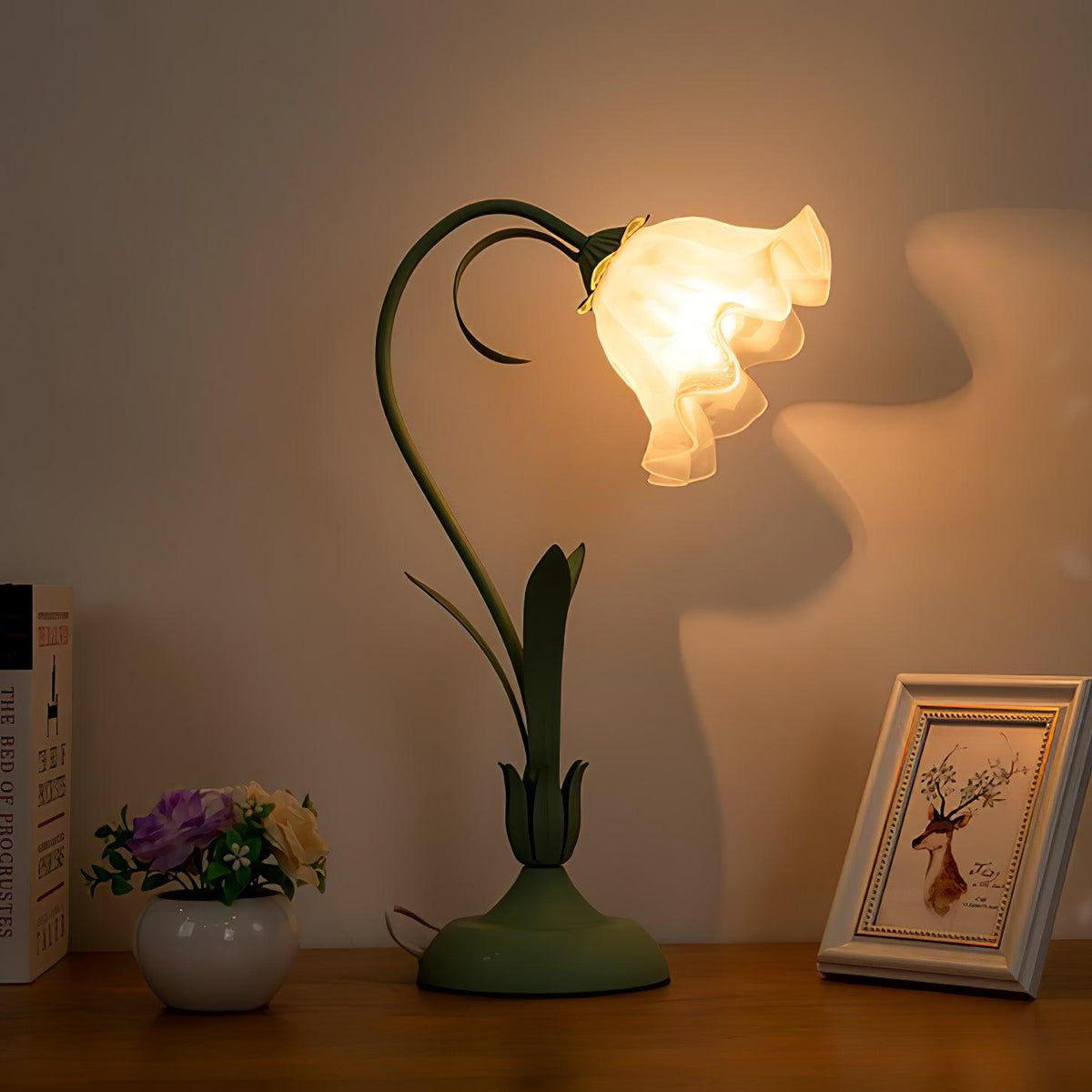Zorien lampa stołowa z akrylowym wzorem kwiatowym
