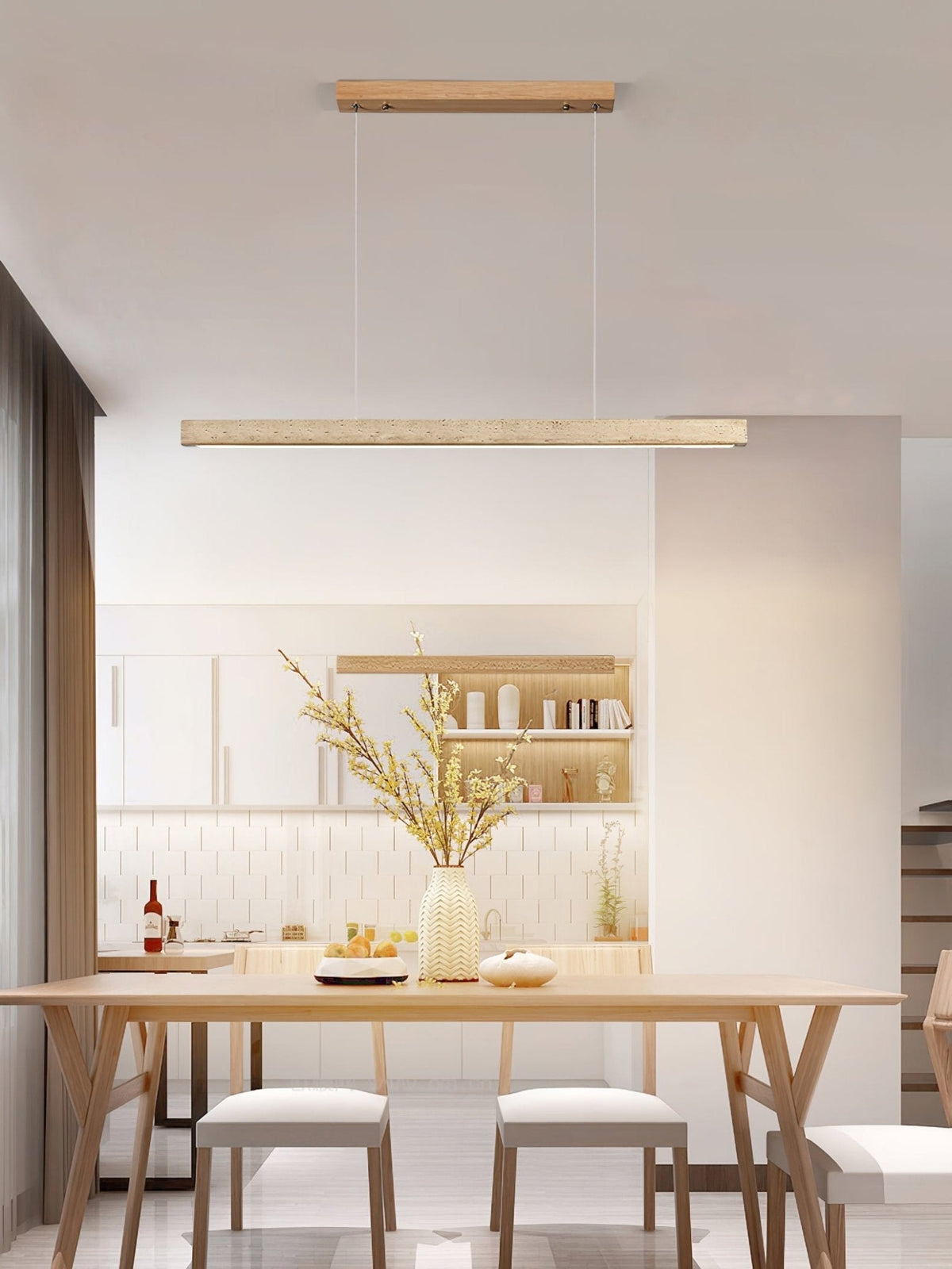 Lyven minimalistyczna lampa wisząca liniowa ze szkła Travertine