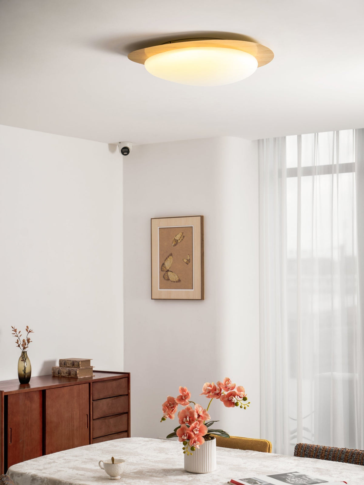 Sylenia lampa sufitowa Pebble orzechowe drewno akryl LED