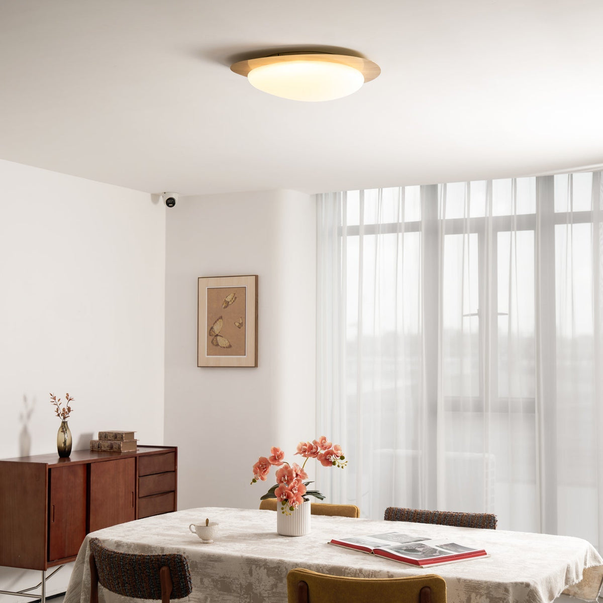Sylenia lampa sufitowa Pebble orzechowe drewno akryl LED