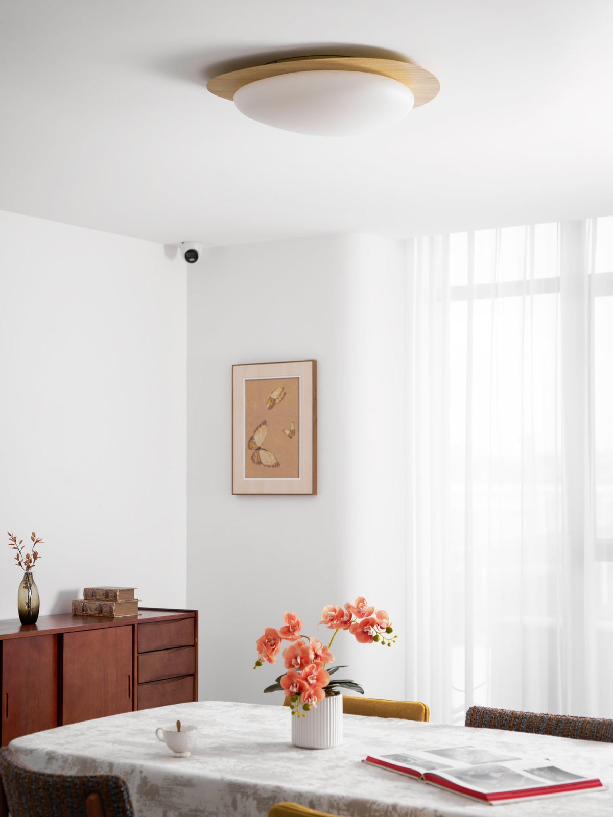 Sylenia lampa sufitowa Pebble orzechowe drewno akryl LED