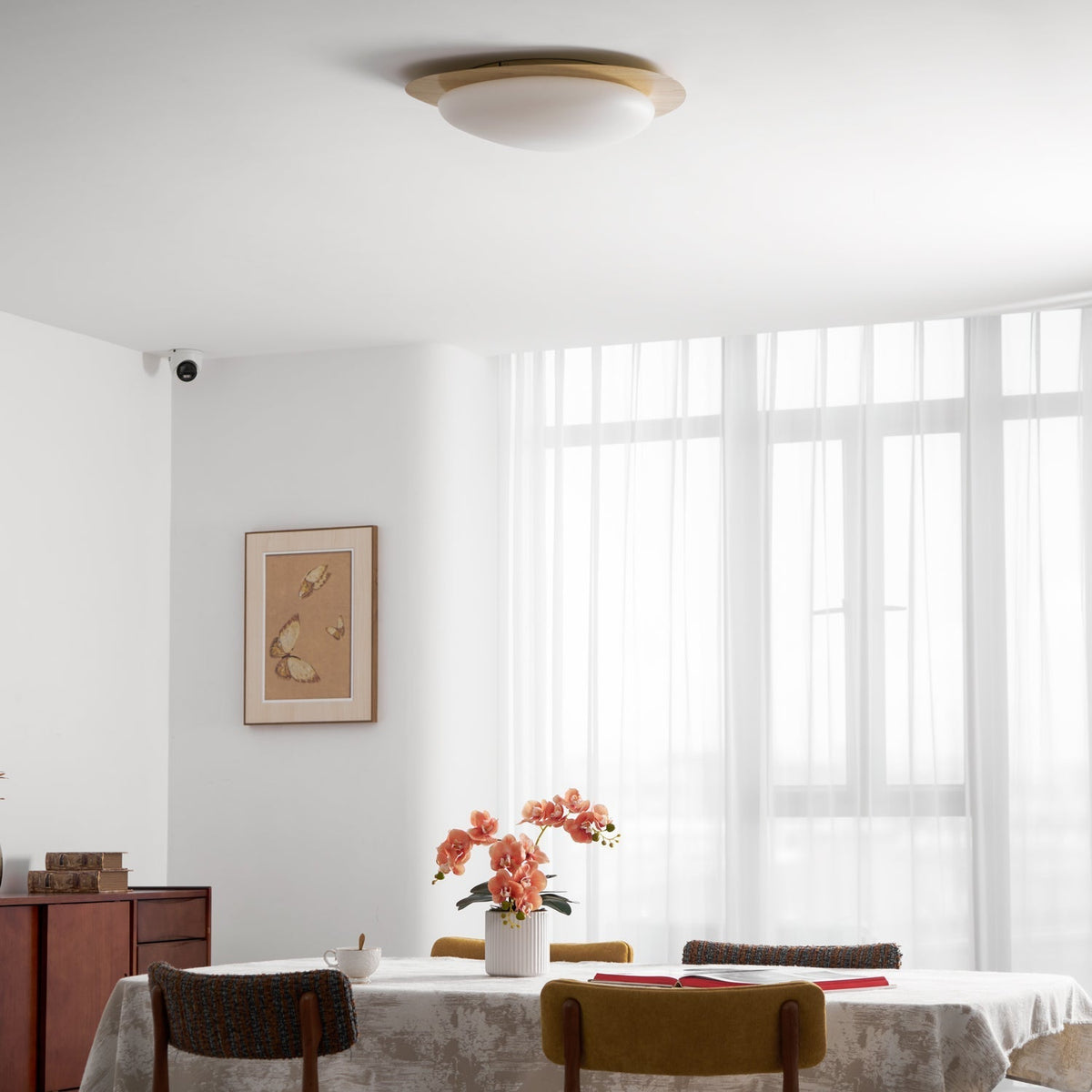 Sylenia lampa sufitowa Pebble orzechowe drewno akryl LED