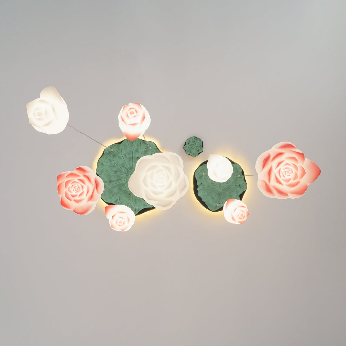 Rivinira żyrandol wiszący Lotus Floral Różowy Biały 7-Światło