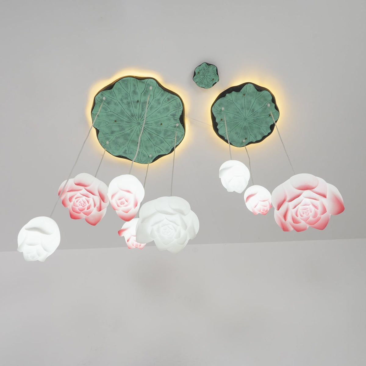 Rivinira żyrandol wiszący Lotus Floral Różowy Biały 7-Światło