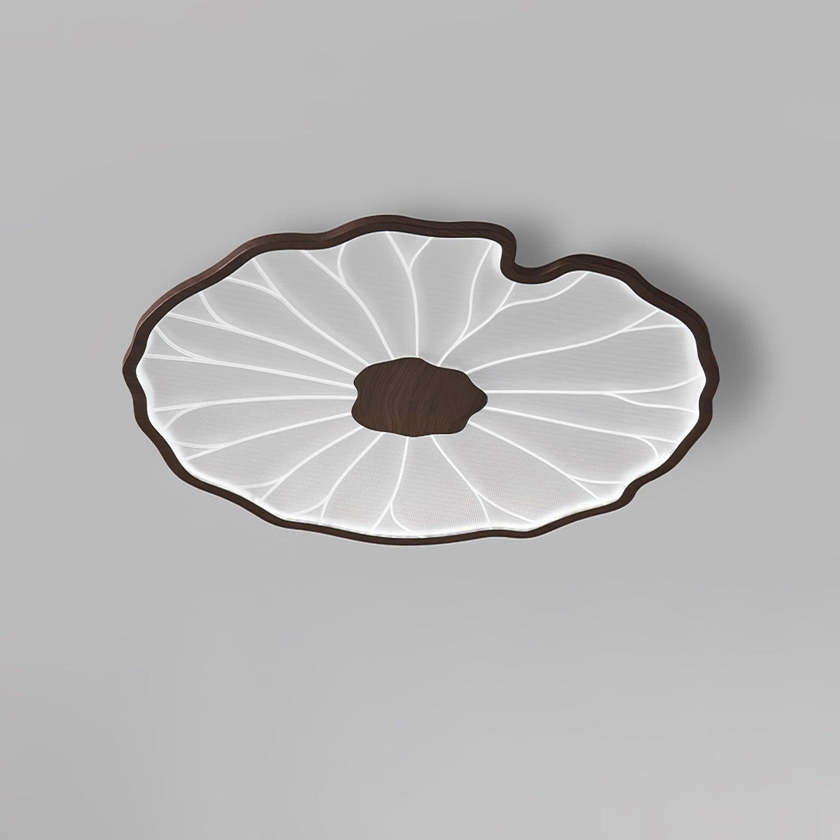 Lampa sufitowa Solara Lotus Leaf ze szkła w wykończeniu drewnianym