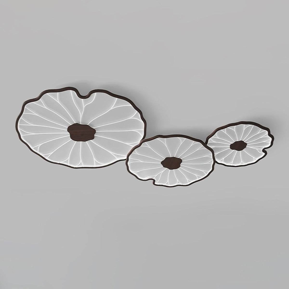 Lampa sufitowa Solara Lotus Leaf ze szkła w wykończeniu drewnianym