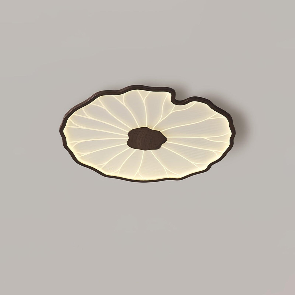 Lampa sufitowa Solara Lotus Leaf ze szkła w wykończeniu drewnianym