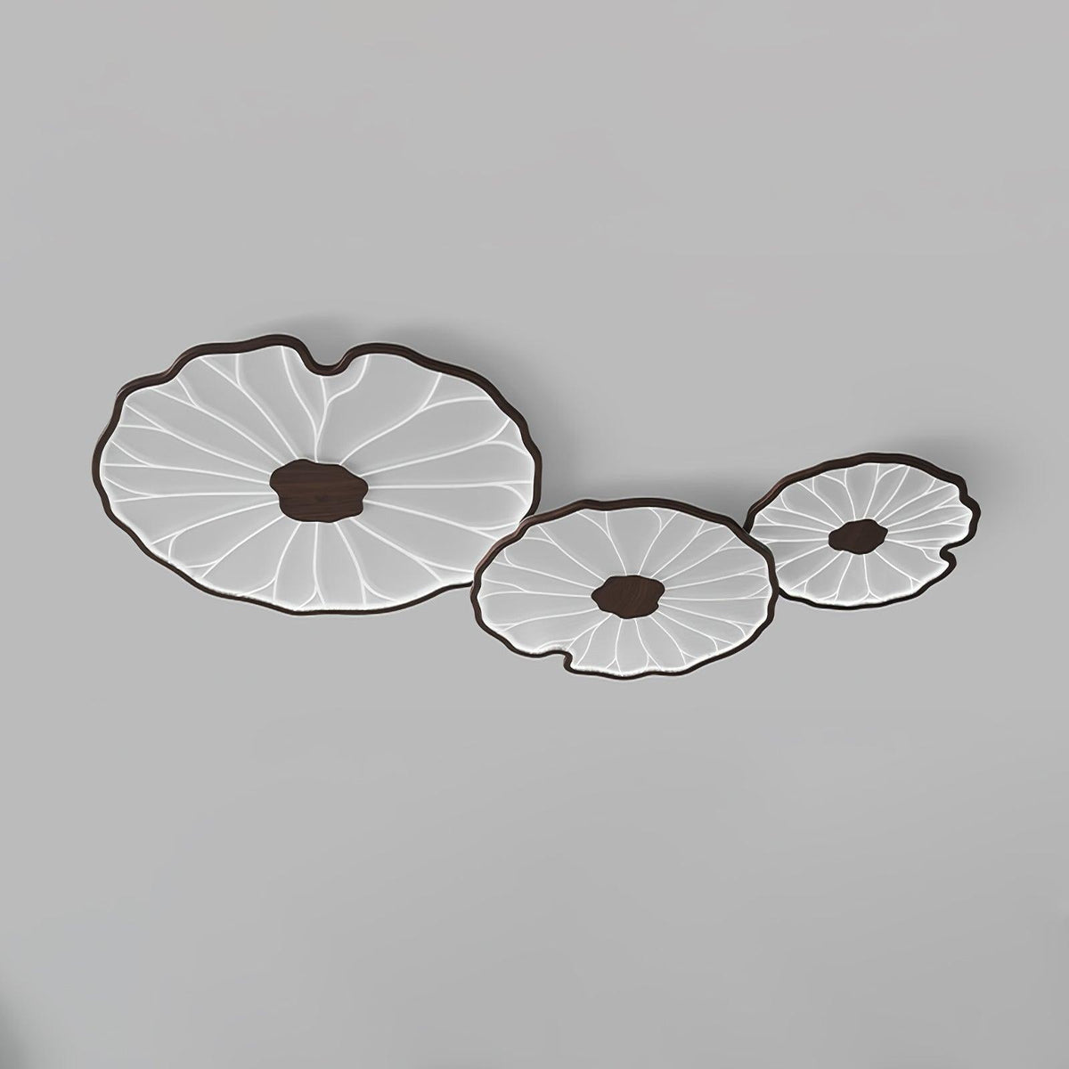 Lampa sufitowa Solara Lotus Leaf ze szkła w wykończeniu drewnianym