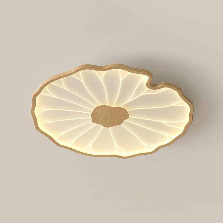 Lampa sufitowa Solara Lotus Leaf ze szkła w wykończeniu drewnianym