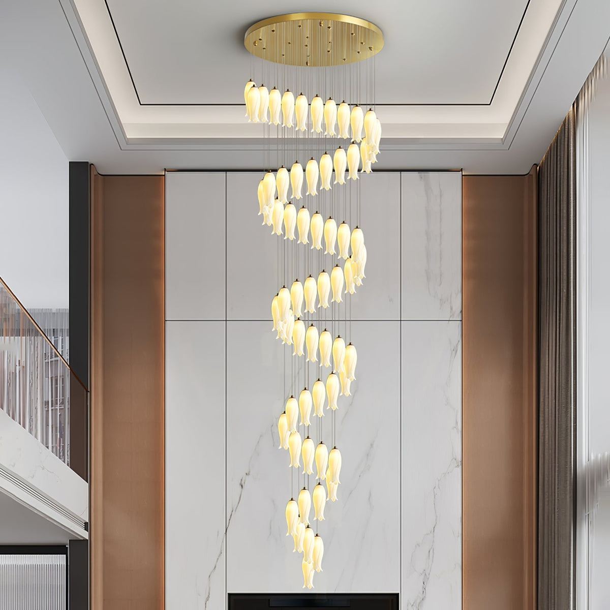 Sylirion żyrandol ze szkła Alabaster Brass