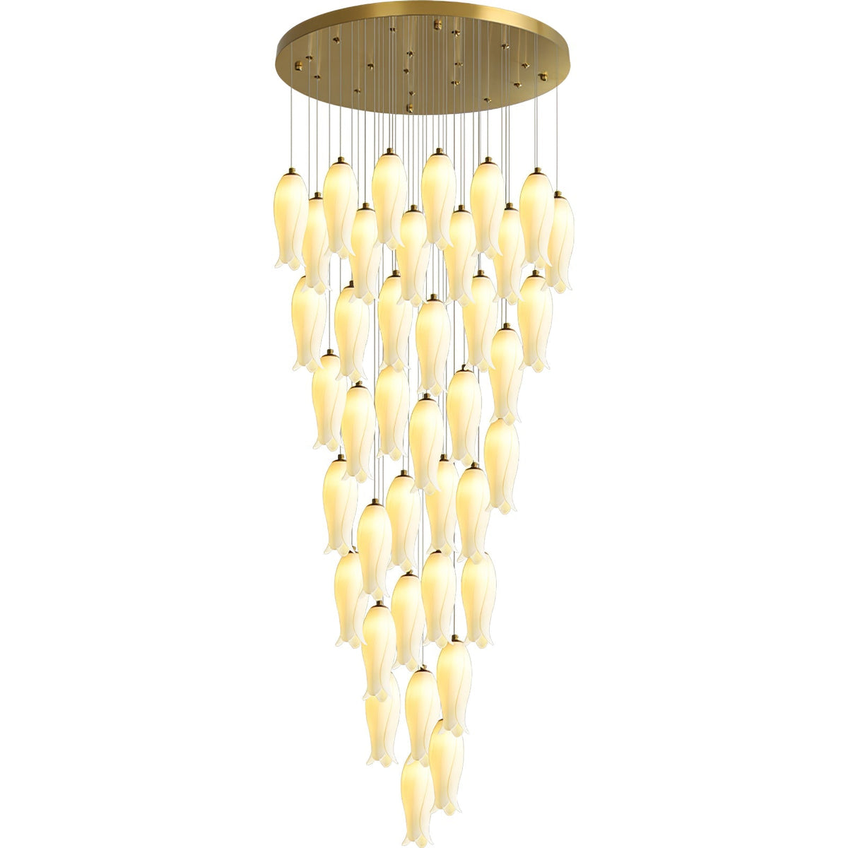 Sylirion żyrandol ze szkła Alabaster Brass