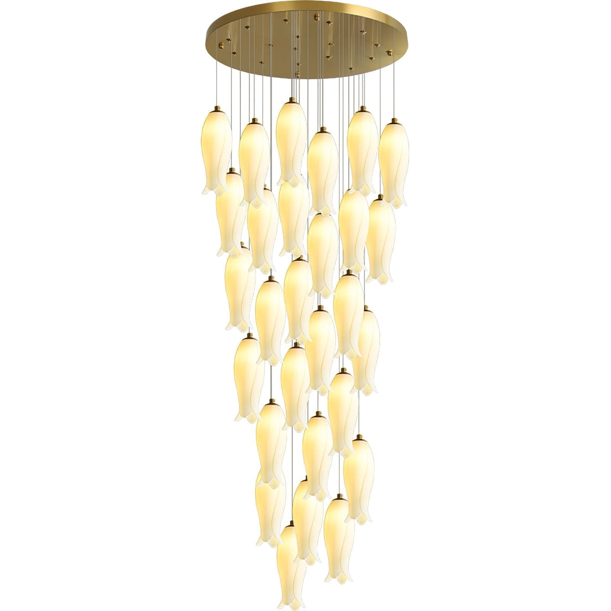Sylirion żyrandol ze szkła Alabaster Brass