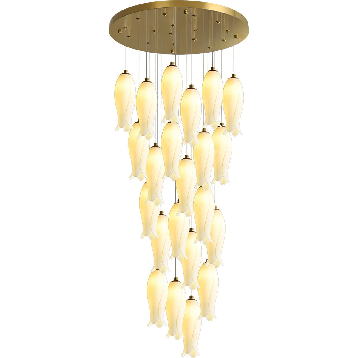 Sylirion żyrandol ze szkła Alabaster Brass