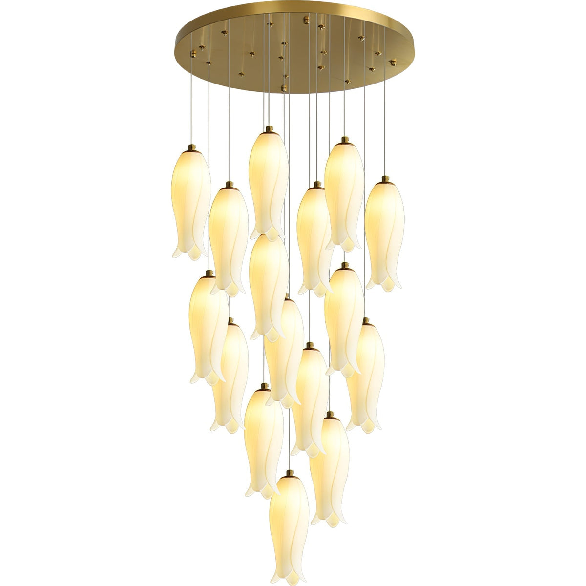 Sylirion żyrandol ze szkła Alabaster Brass
